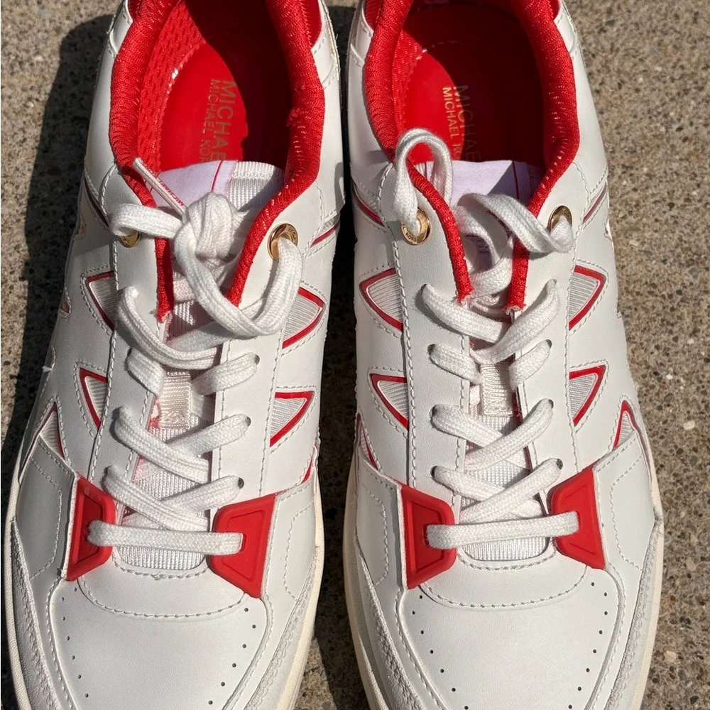 Michael Kors Red and White Athletic Shoes - Picture 5 of 11